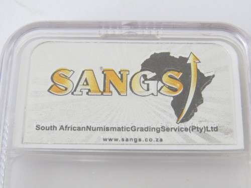 Lot of two 90 year SARB 2011 R5 MS63 graded coins with consecutive serial numbers, SANGS