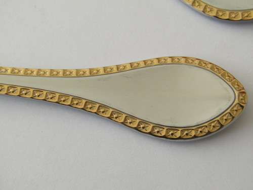 Vintage complete 12 place setting 132 piece SS Solingen Germany gilded border Cutlery Set in canteen