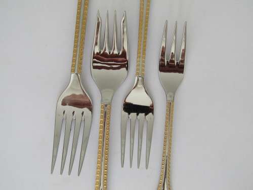 Vintage complete 12 place setting 132 piece SS Solingen Germany gilded border Cutlery Set in canteen
