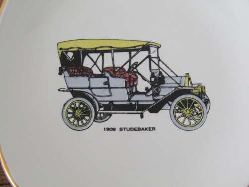 Set of 4 vintage Studebaker porcelain Plates, 12cm x 12cm