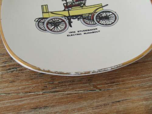 Set of 4 vintage Studebaker porcelain Plates, 12cm x 12cm