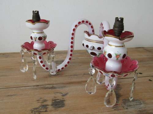 Fantastic vintage Bohemian glass two-light wall Sconce in excellent condition