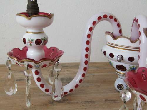 Fantastic vintage Bohemian glass two-light wall Sconce in excellent condition