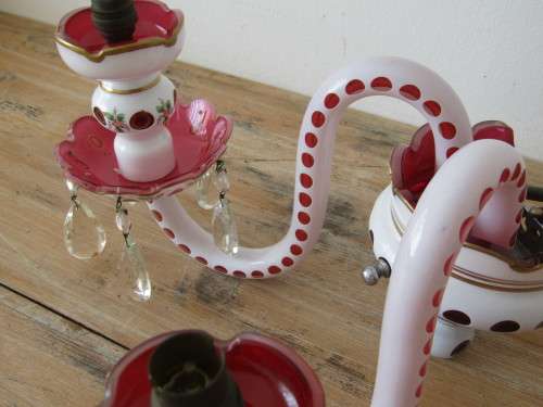 Fantastic vintage Bohemian glass two-light wall Sconce in excellent condition