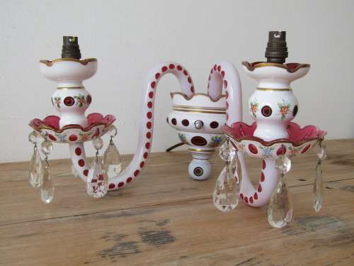 Fantastic vintage Bohemian glass two-light wall Sconce in excellent condition