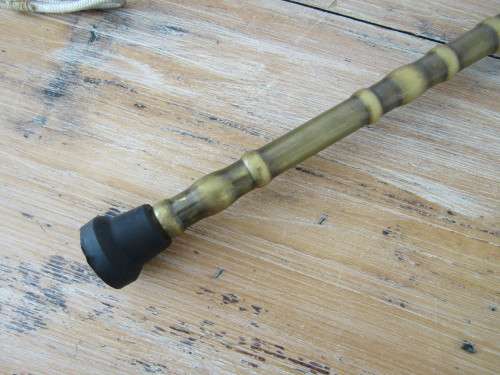 Vintage Brass Oriental walking Stick with Lohan Mask handle, 95cm, excellent condition