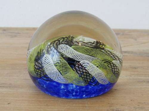 Vintage Murano art glass paperweight, 8cm diameter