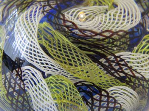 Vintage Murano art glass paperweight, 8cm diameter