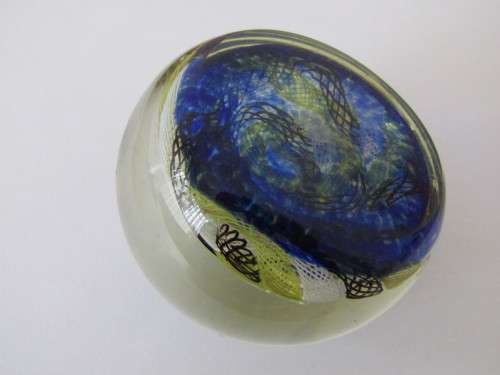 Vintage Murano art glass paperweight, 8cm diameter