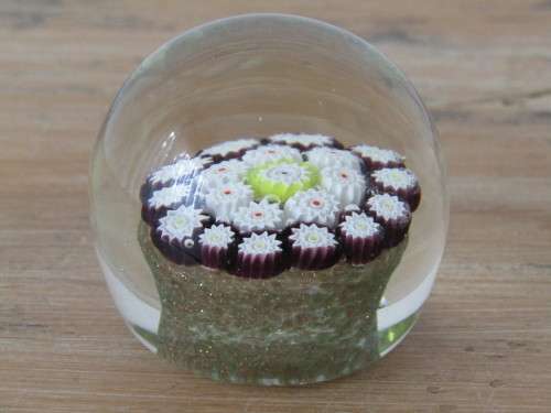 Vintage original Murano art glass paperweight, Mille Fiore, 6cm diameter