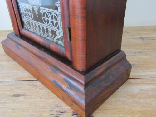 Vintage Ansonia Mahogany Gothic style mechanical Mantel Clock with original glass, Pendulum and Key