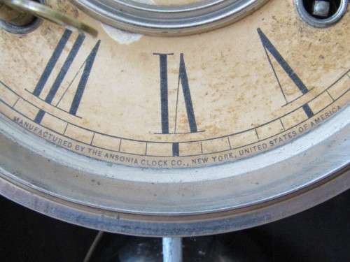Vintage Ansonia Mahogany Gothic style mechanical Mantel Clock with original glass, Pendulum and Key