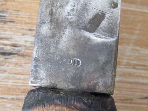 Italian M1871 Bayonet converted to a fighting Knife, wooden handle, 35cm, stamped