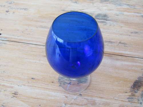 Blue and clear glass Goblet vase, 19cm high, excellent condition