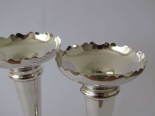 Pair of matching silverplated flute Vases, 14.5cm