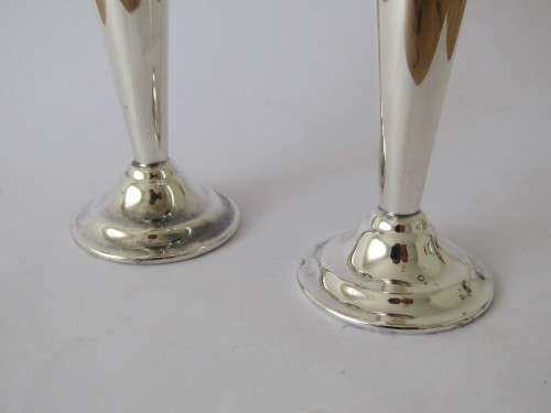 Pair of matching silverplated flute Vases, 14.5cm