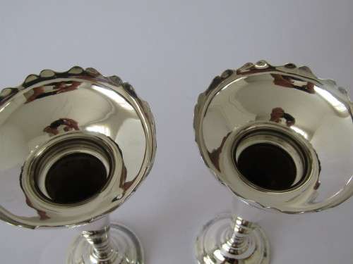 Pair of matching silverplated flute Vases, 14.5cm