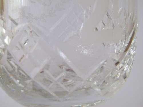 Vintage large lead Crystal Glass, Thomas Webb England, 21st Birthday, 17cm