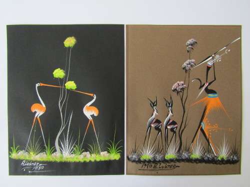 A. Lubyart unframed original artworks, dated 1980, 2 in the lot, 24cm x 32cm