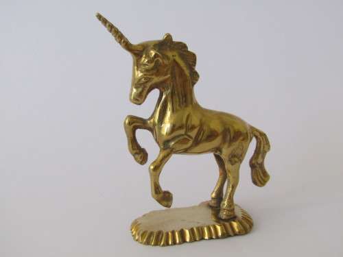 Vintage solid brass Unicorn ornament, 11.5cm, excellent condition