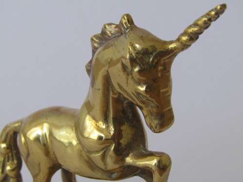 Vintage solid brass Unicorn ornament, 11.5cm, excellent condition