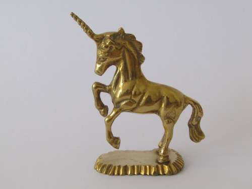 Vintage solid brass Unicorn ornament, 11.5cm, excellent condition