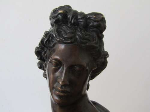 Eexquisite Large solid Bronze Bust of Diana on a Marble Base, 32cm High, solid and heavy