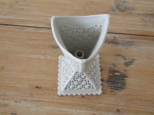 Lot of 3 Bisque ware items, Posy Vase, Incense holder and Cherub Vase, 10cm to 12.5cm