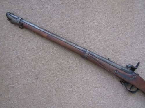 Very old original Flintlock / Percussion cap Muzzleloader Rifle with Ramrod, deactivated, 1.1meter