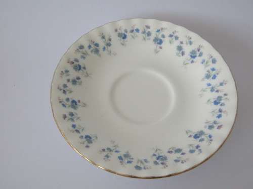 1970 Royal Albert "Memory Lane" tea creamer and 2 saucers, 1st quality