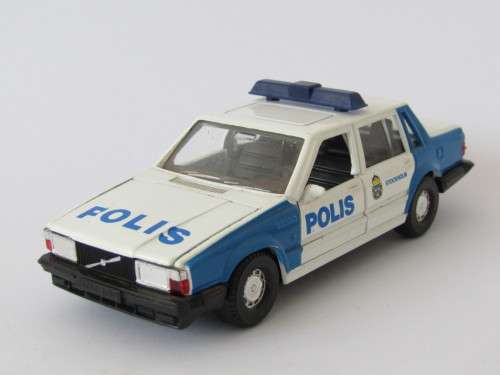 Vintage collectable die cast scale model, Corgi Volvo Turbo Polis car with opening doors and bonnet