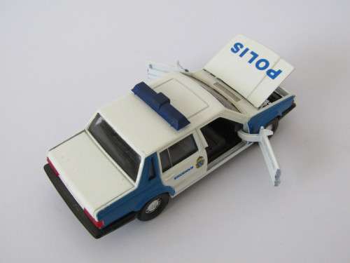 Vintage collectable die cast scale model, Corgi Volvo Turbo Polis car with opening doors and bonnet