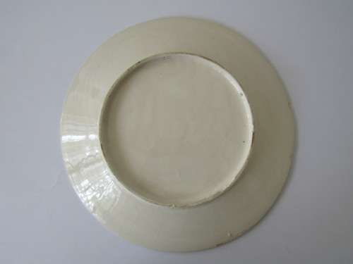 Antique early 20th century large Oriental blue and white Peony Plate, 31cm diameter