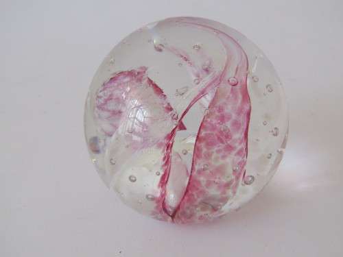 Original vintage Selkirk art glass Paperweight, Windswept, original box, mint condition, 7cm diam