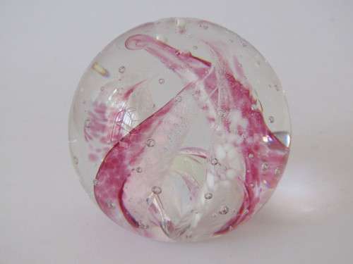 Original vintage Selkirk art glass Paperweight, Windswept, original box, mint condition, 7cm diam