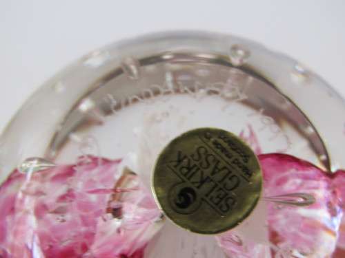Original vintage Selkirk art glass Paperweight, Windswept, original box, mint condition, 7cm diam