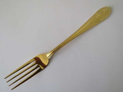 Vintage 24 piece Cutlery Set, Solingen 23/24 Ct, Gold plated, Hartvergoldet, Germany, serves 6