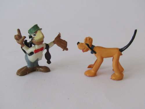 Lot of 2 Disneykins Figurines Marx Toys Hong Kong 1961, Pluto and Joe Carioca