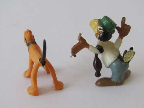 Lot of 2 Disneykins Figurines Marx Toys Hong Kong 1961, Pluto and Joe Carioca