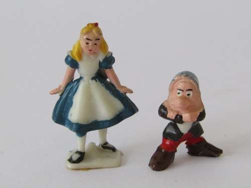 Lot of 2 Disneykins Figurines Marx Toys Hong Kong 1961, Alice and Grumpy