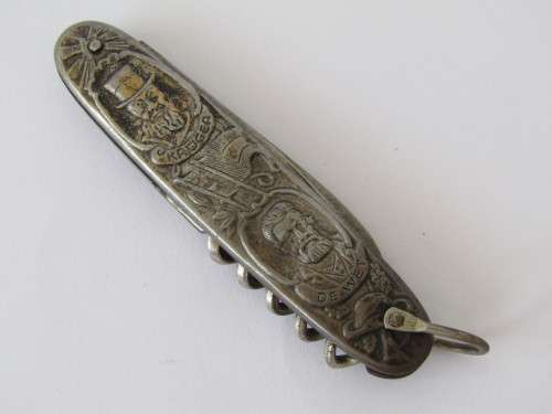 Vintage Paul Kruger pocket Knife, Kruger and De Wet, Transvaal and Orange Free State, excellent, 9cm