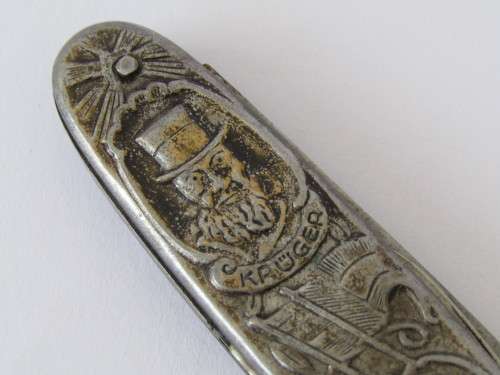 Vintage Paul Kruger pocket Knife, Kruger and De Wet, Transvaal and Orange Free State, excellent, 9cm