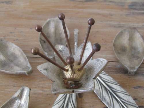 Very unusual and rare vintage metal Tulip shaped Ornament with 5 small Ashtrays that form the flower