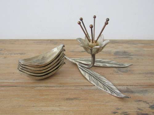 Very unusual and rare vintage metal Tulip shaped Ornament with 5 small Ashtrays that form the flower