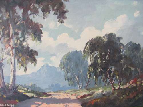Original L Albertyn landscape, oil on board, SA 1930's, 49cm x 33cm, excellent condition
