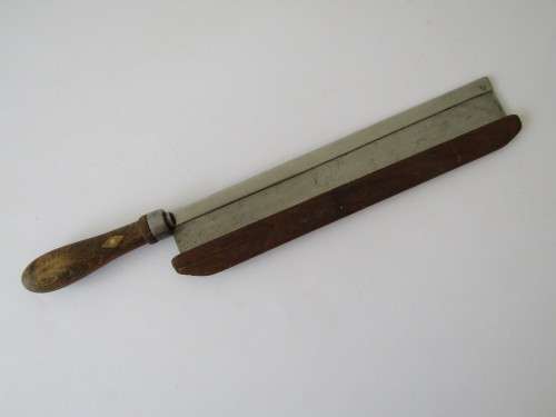 Excellent quality Backsaw with wooden blade cover and brass inlaid wooden handle, 35cm