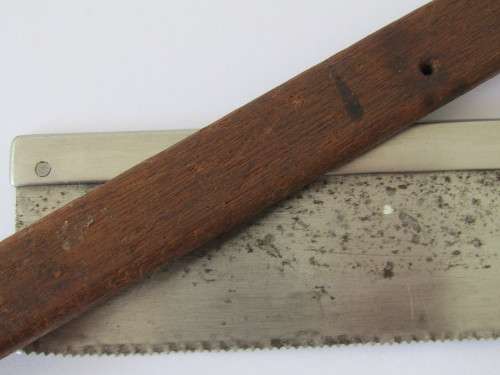 Excellent quality Backsaw with wooden blade cover and brass inlaid wooden handle, 35cm