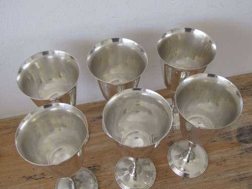 Vintage set of 6 silverplated wine Goblets, E.P.B, England, 18cm, excellent condition