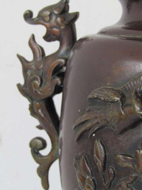 Very old and rare Japanese solid Bronze Vase / Burner in excellent condition, Dragons, large 25cm