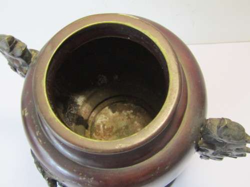 Very old and rare Japanese solid Bronze Vase / Burner in excellent condition, Dragons, large 25cm
